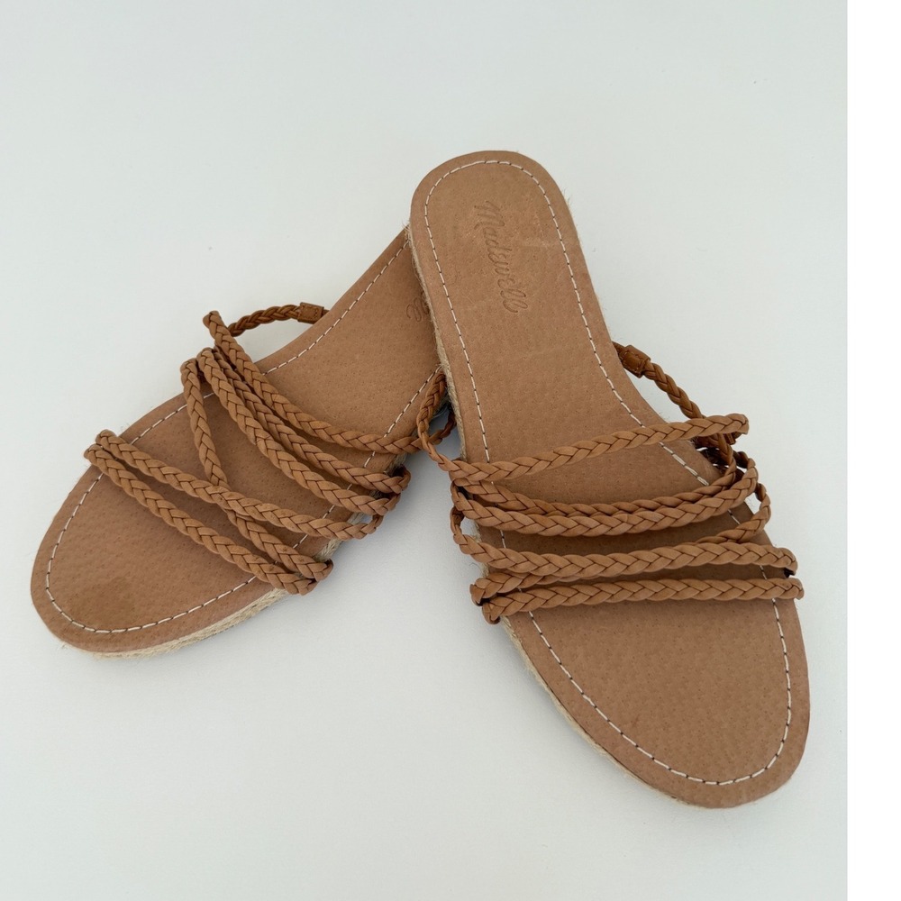 Madewell The Braided Boardwalk Espadrille Slide Sandals English Saddle MD777 8 - Picture 8 of 16